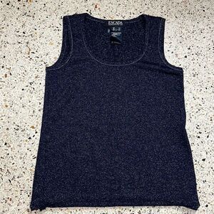 EUC Escada navy blue silver shimmer tank 36 medium n